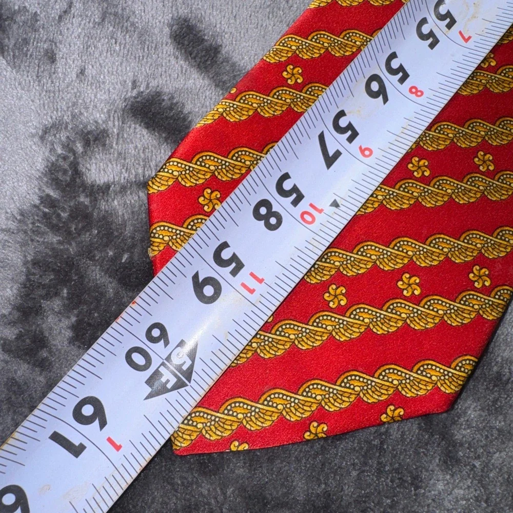Beaufort Tie Rack Mens Silk Tie Red Gold Winged Rope Pattern Made in Italy 60in